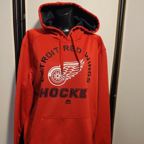 red hockey hoodie